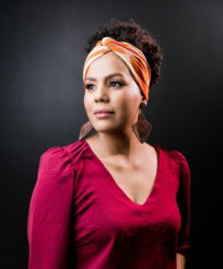 woman in red long sleeve shirt